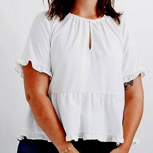 NWT Madewell Stanza Ruffle-Hem Peplum Top Size 2X
